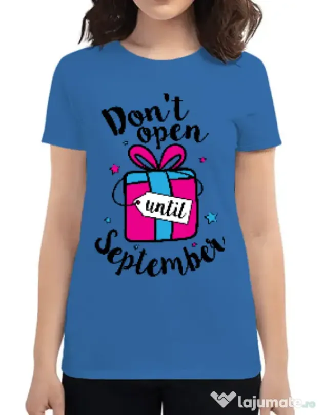 Tricou ADLER dama Dont open until September Albastru azuriu