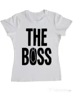 Tricou ADLER dama The boss Alb