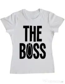 Tricou ADLER dama The boss Alb