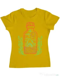Tricou ADLER dama Shark in a bottle Galben