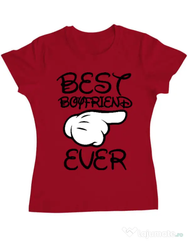 Tricou ADLER dama Best boyfriend ever Rosu