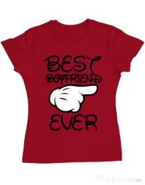 Tricou ADLER dama Best boyfriend ever Rosu
