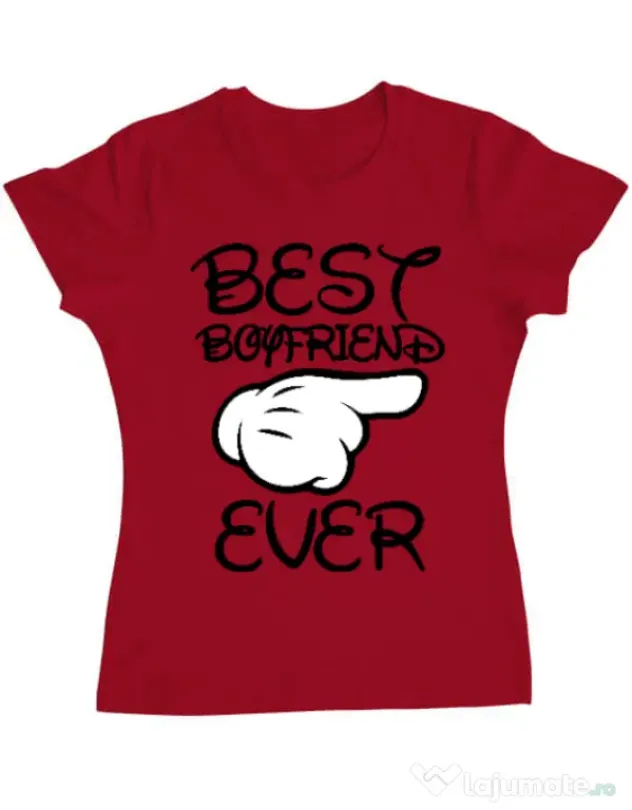 Tricou ADLER dama Best boyfriend ever Rosu