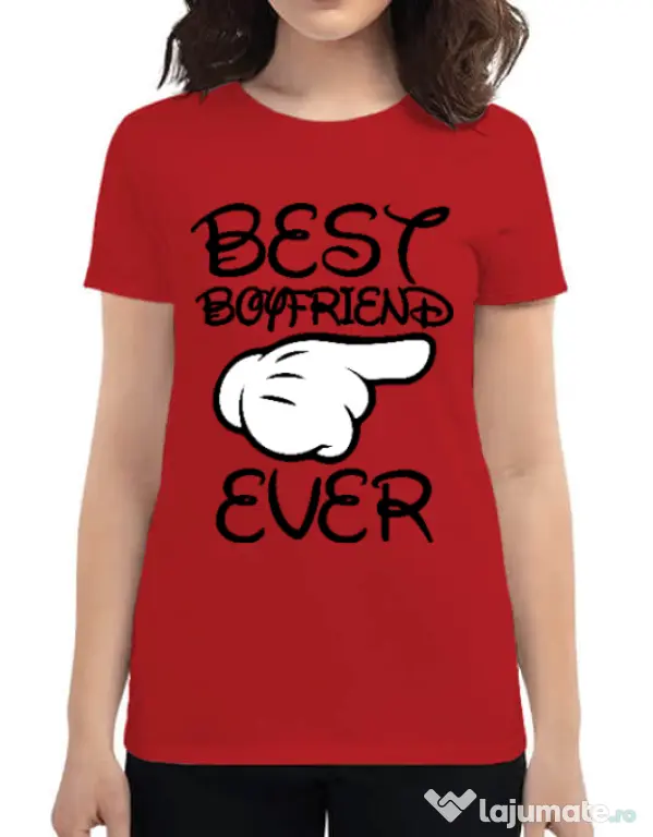 Tricou ADLER dama Best boyfriend ever Rosu