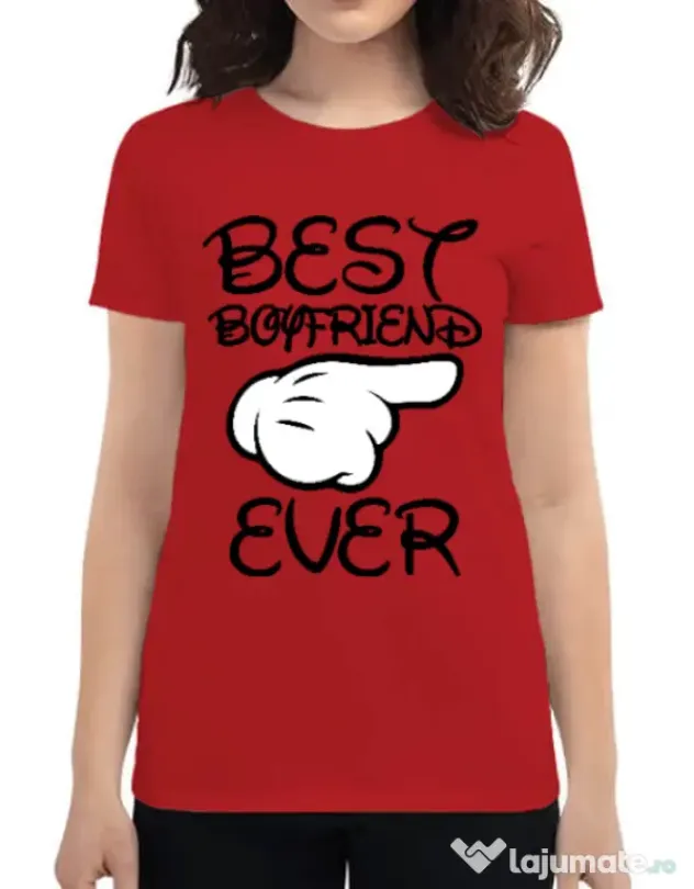 Tricou ADLER dama Best boyfriend ever Rosu