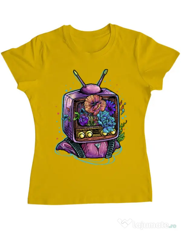 Tricou ADLER dama Flower television Galben