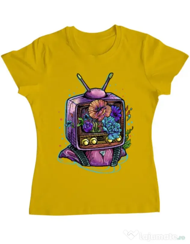 Tricou ADLER dama Flower television Galben