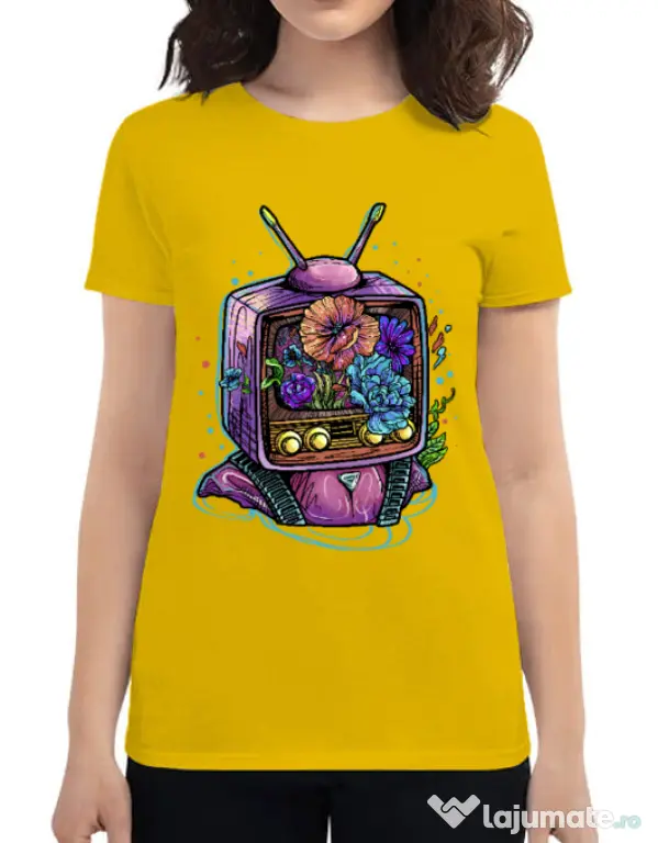 Tricou ADLER dama Flower television Galben