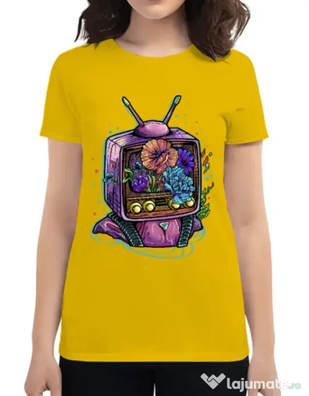 Tricou ADLER dama Flower television Galben
