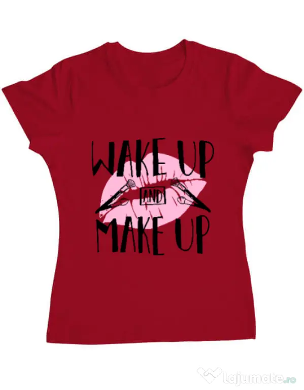 Tricou ADLER dama Wake up and make up Rosu