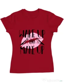Tricou ADLER dama Wake up and make up Rosu