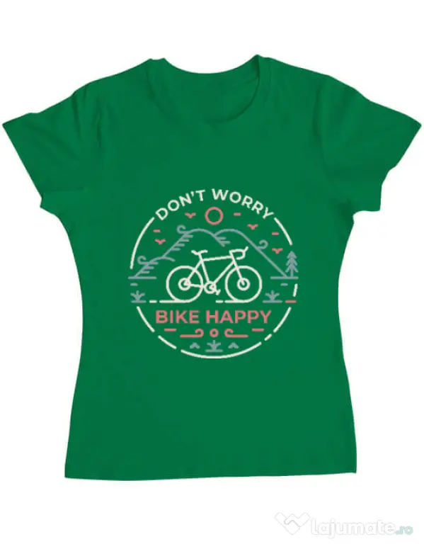 Tricou ADLER dama Don't worry bike happy Verde mediu