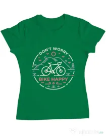 Tricou ADLER dama Don't worry bike happy Verde mediu