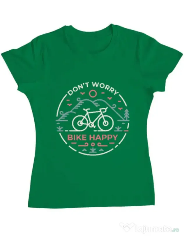 Tricou ADLER dama Don't worry bike happy Verde mediu