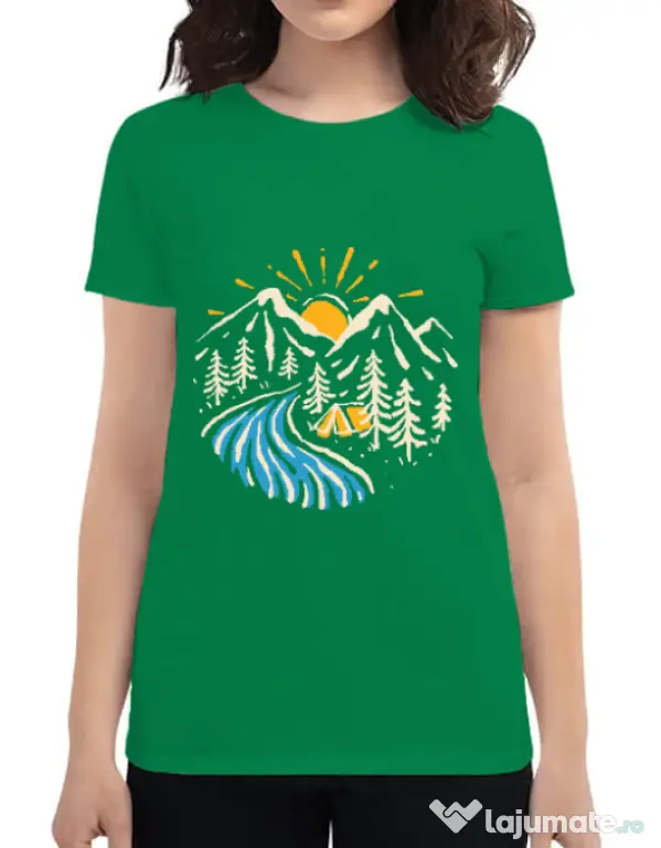 Tricou ADLER dama Camp river Verde mediu