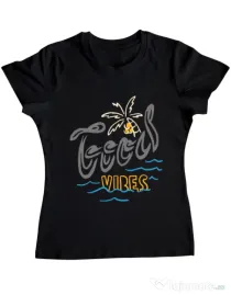 Tricou ADLER dama Cool vibes typo Negru