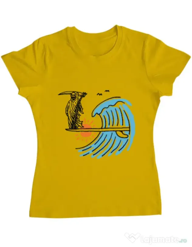 Tricou ADLER dama Grim surfer Galben