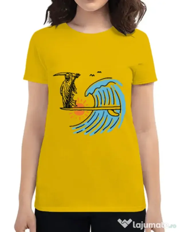 Tricou ADLER dama Grim surfer Galben