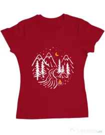 Tricou ADLER dama Night camping Rosu