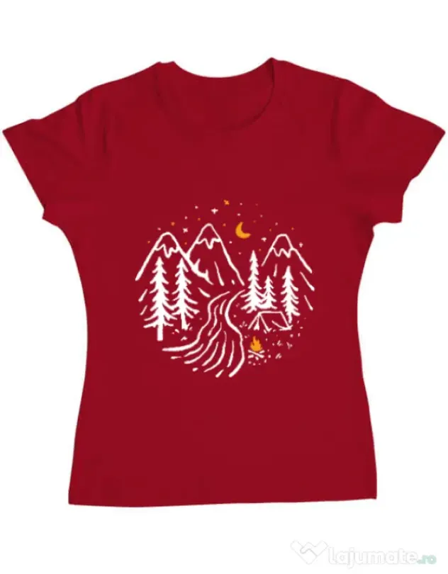 Tricou ADLER dama Night camping Rosu