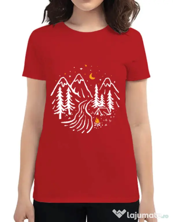 Tricou ADLER dama Night camping Rosu