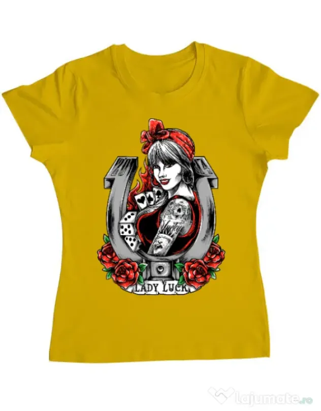 Tricou ADLER dama Lady luck Galben