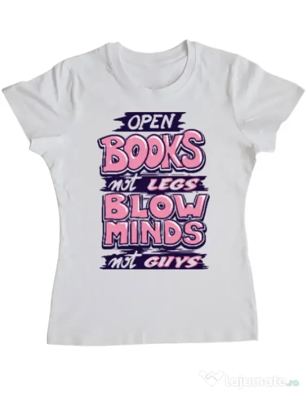 Tricou ADLER dama Open books Alb