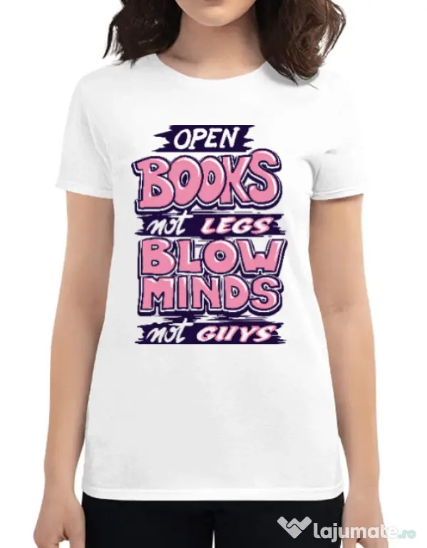 Tricou ADLER dama Open books Alb