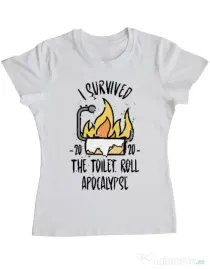Tricou ADLER dama Toilet roll apocalypse Alb