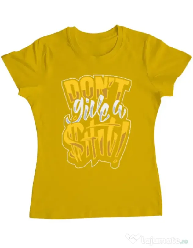 Tricou ADLER dama Don't give a shit Galben