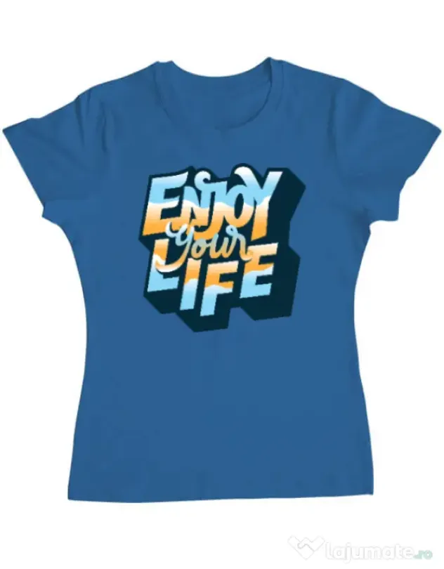 Tricou ADLER dama Enjoy your life Albastru azuriu