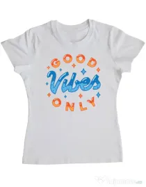 Tricou ADLER dama Good vibes only Alb