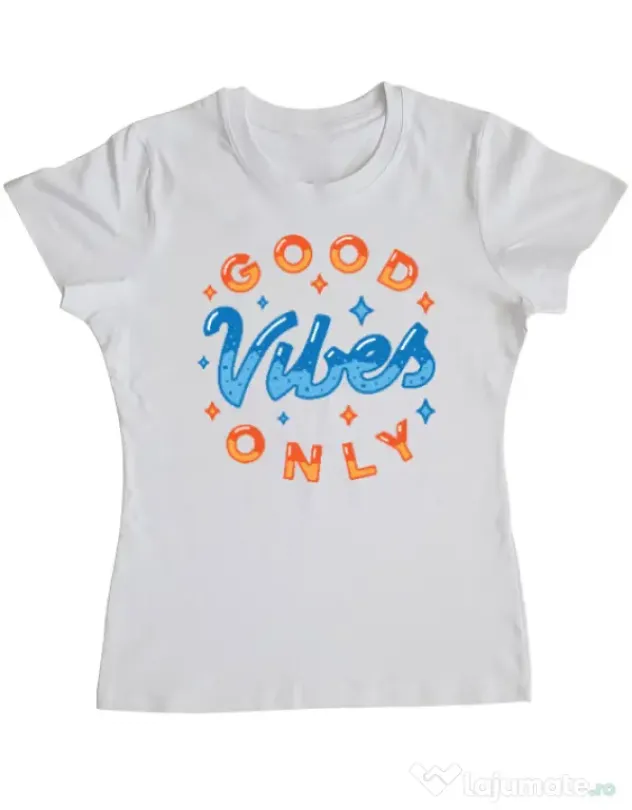 Tricou ADLER dama Good vibes only Alb