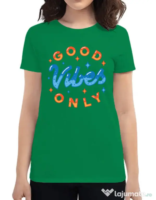 Tricou ADLER dama Good vibes only Verde mediu