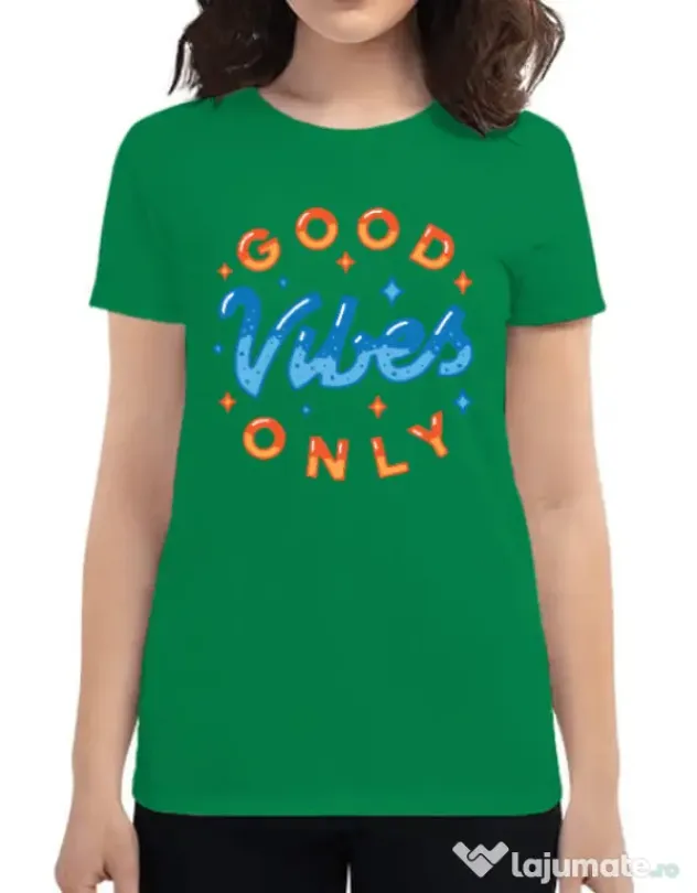 Tricou ADLER dama Good vibes only Verde mediu