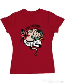 Tricou ADLER dama Wash your hands Rosu