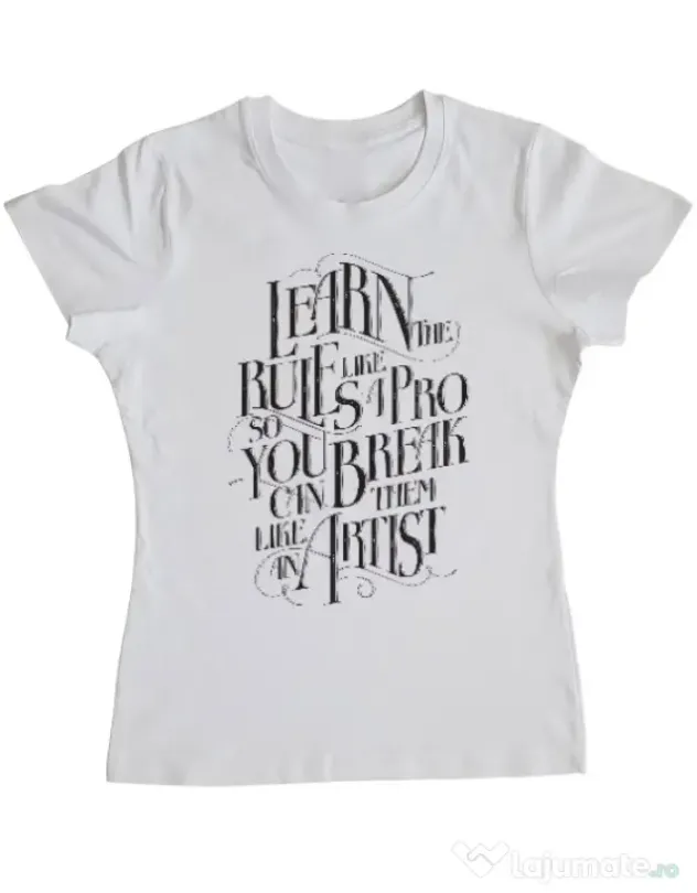 Tricou ADLER dama Learn the rules Alb