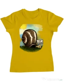 Tricou ADLER dama I stay home 2 Galben