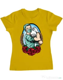 Tricou ADLER dama Rockabilly Nurse Galben