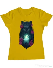 Tricou ADLER dama Running with the wolves Galben