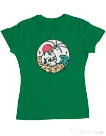 Tricou ADLER dama Skull and beach Verde mediu