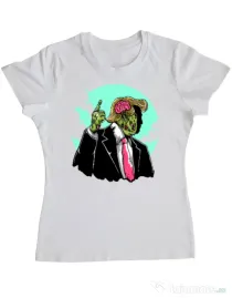 Tricou ADLER dama Make zombies great again Alb