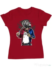 Tricou ADLER dama Suicide gas mask Rosu