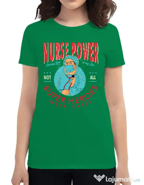 Tricou ADLER dama Nurse power Verde mediu