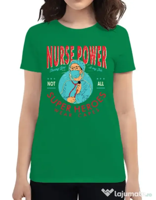 Tricou ADLER dama Nurse power Verde mediu