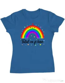Tricou ADLER dama Totul va fi bine Albastru azuriu