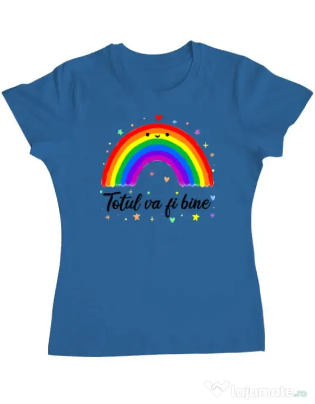 Tricou ADLER dama Totul va fi bine Albastru azuriu