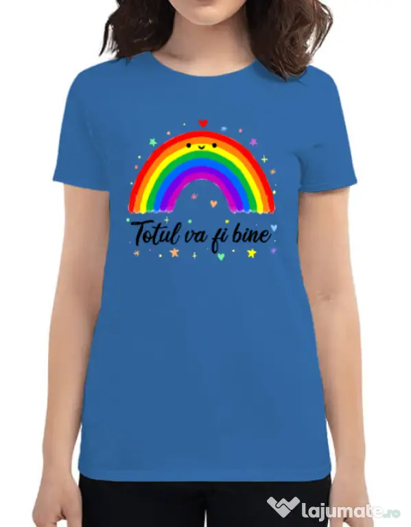 Tricou ADLER dama Totul va fi bine Albastru azuriu