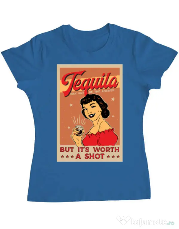 Tricou ADLER dama Worth a shot Albastru azuriu