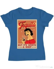 Tricou ADLER dama Worth a shot Albastru azuriu